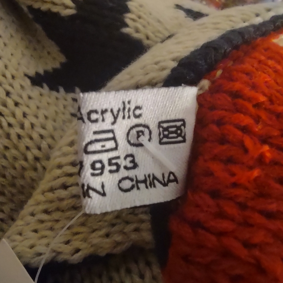 Infinity Scarf with Matching Gloves Red Tan Blue - Picture 5 of 11